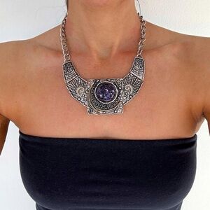 Statement Silver Geometric Boho Necklace